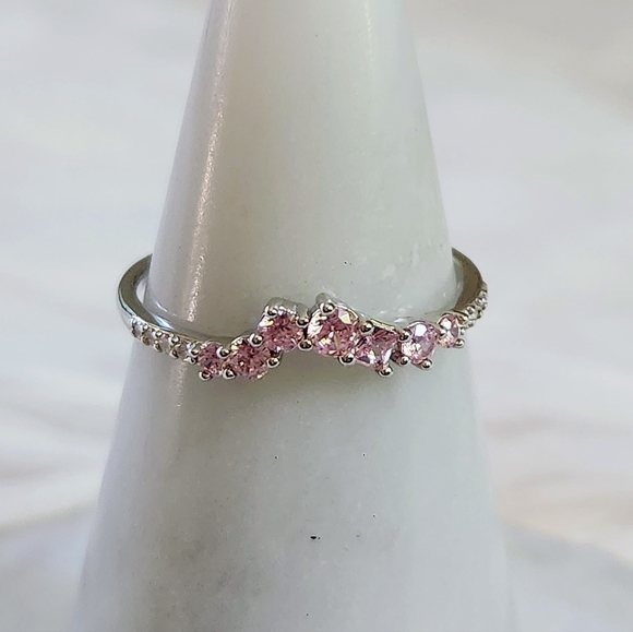 NWT Bomb Party Rose Quartz Cubic Zirconia .925 Sterling Silver Ring - Size 11 - Picture 5 of 10